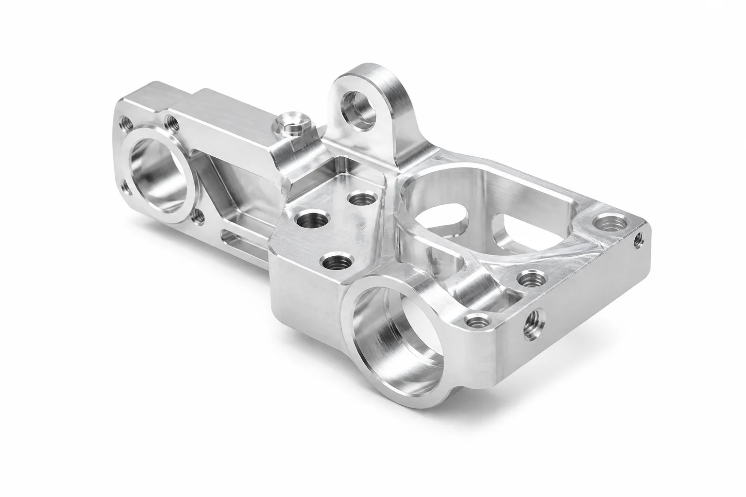CNC milled aluminum bracket with precision holes
